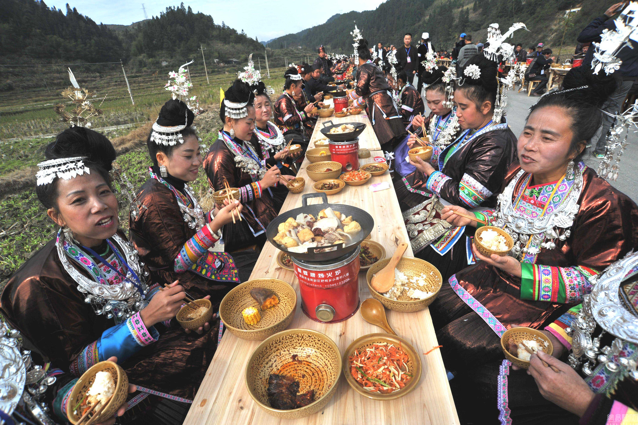 Traditional Dong ethnic costumes with vibrant colors and exquisite embroidery