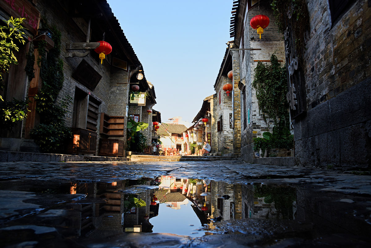 Stone streets of Huangyao Ancient Town, paved with bluestone and lined with Ming and Qing period shop buildings